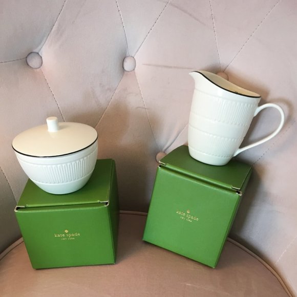 kate spade york avenue sugar bowl container AND creamer nwt - Picture 2 of 14